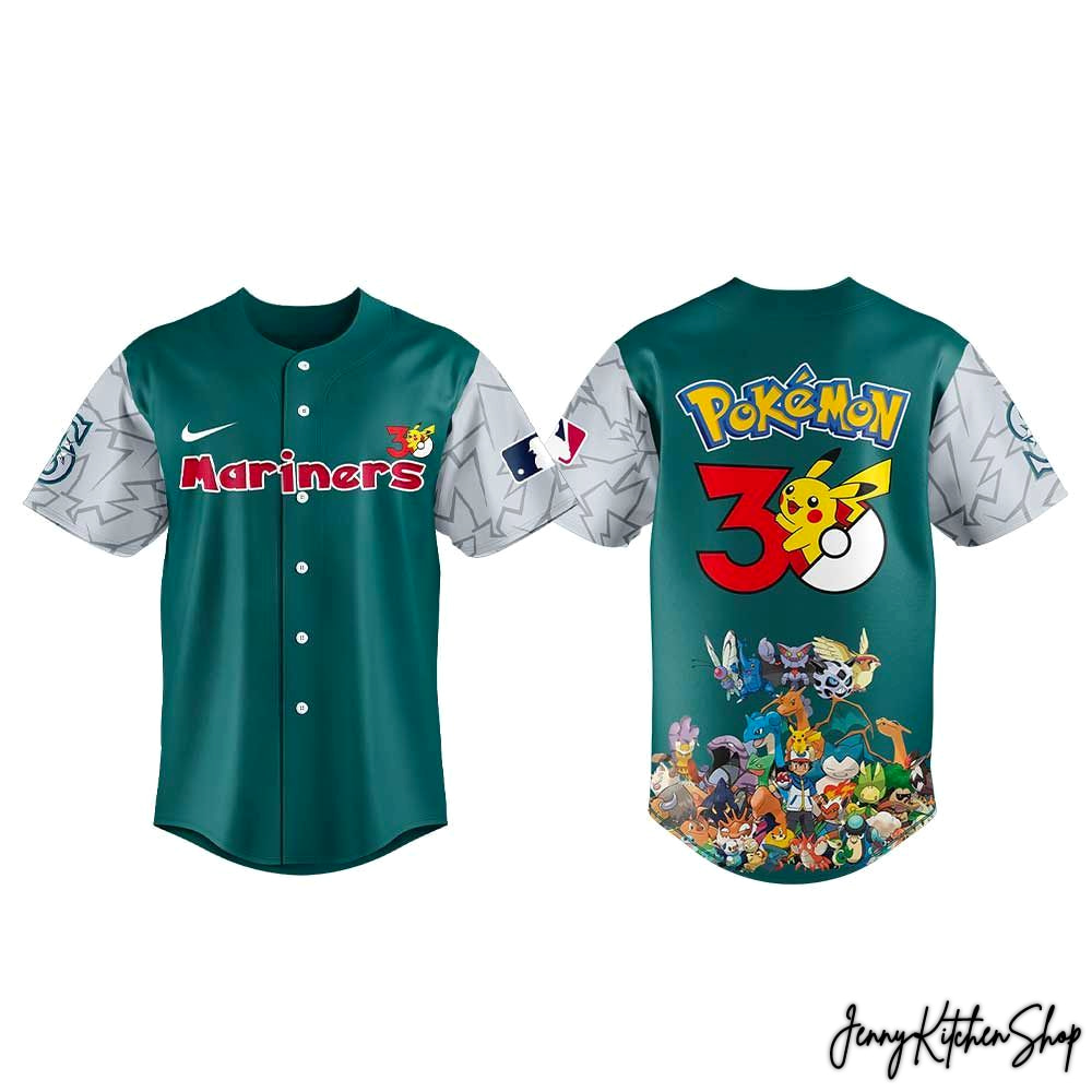 Seattle Mariners x Pokemon 30th Anniversary HFN Baseball Jersey - Image 2