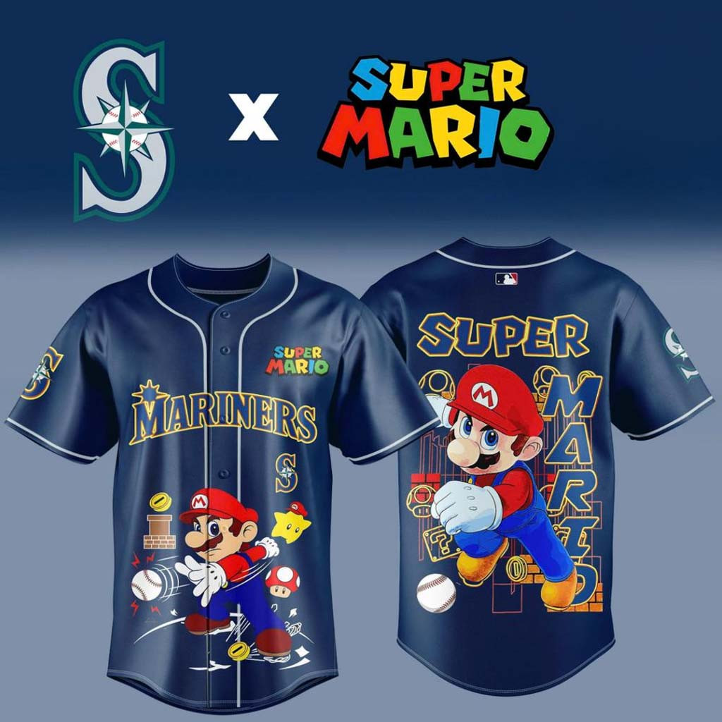 Seattle Mariners x Super Mario 2026 Baseball Jersey HG Mariners Merch Best Gifts For Baseball Fans – Joyoce