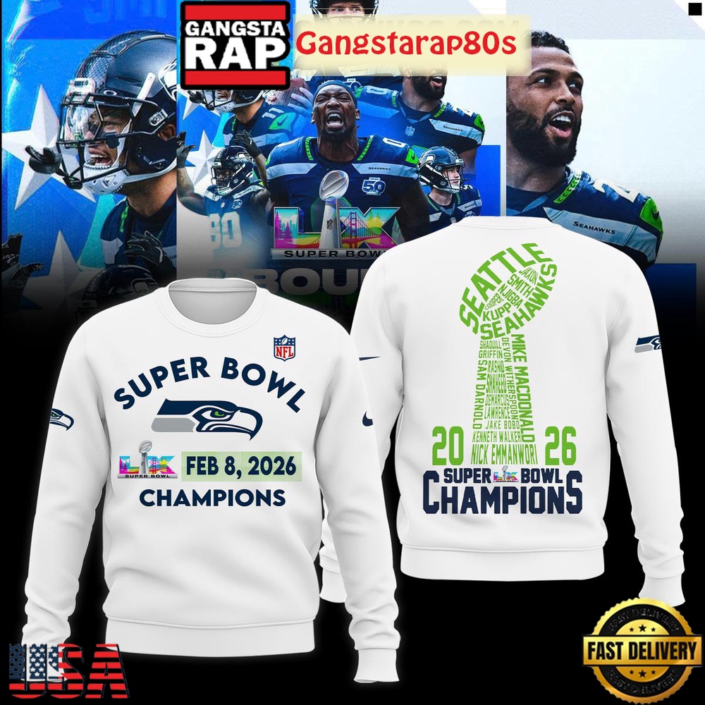 Seattle Seahawks 2026 Champions Super Bowl LX White T-Shirt Hoodie Or Zip-up Hoodie LN Shirt