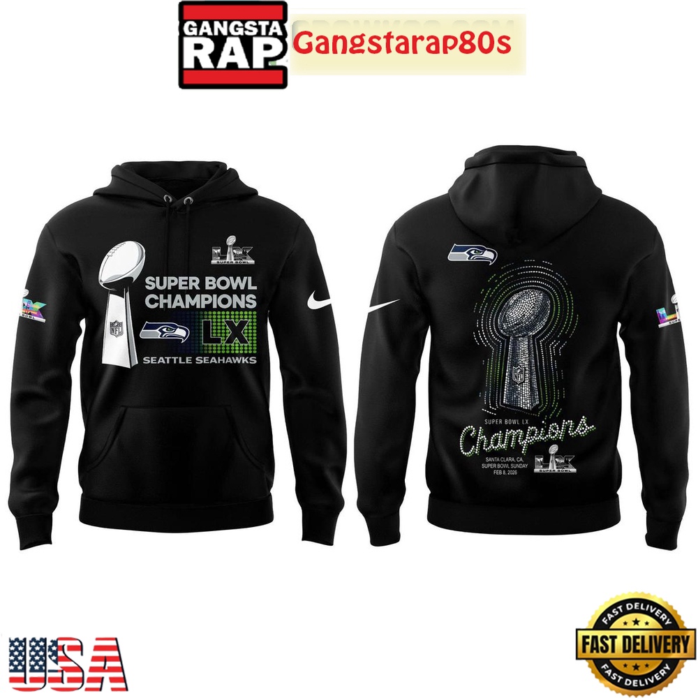 Seattle Seahawks Celebrating Super Bowl LX Champions 2026 Black T-Shirt Hoodie Or Zip-up Hoodie LN Shirt