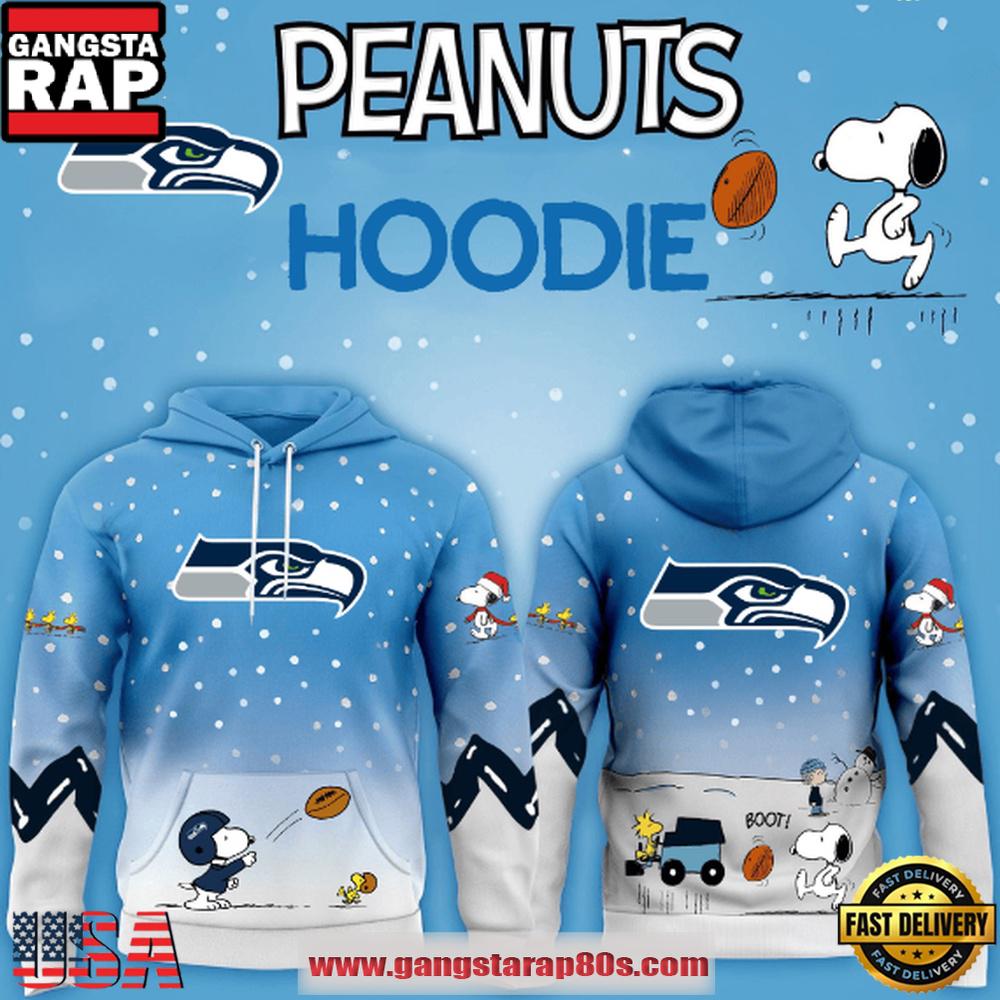 Seattle Seahawks NFL x Peanuts Christmas Unisex T-Shirt Hoodie Or Zip-up Hoodie LN