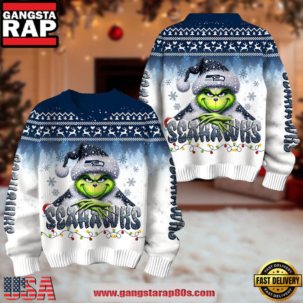 Seattle Seahawks NFL x The Grinch Edition Ugly Christmas Sweater LN