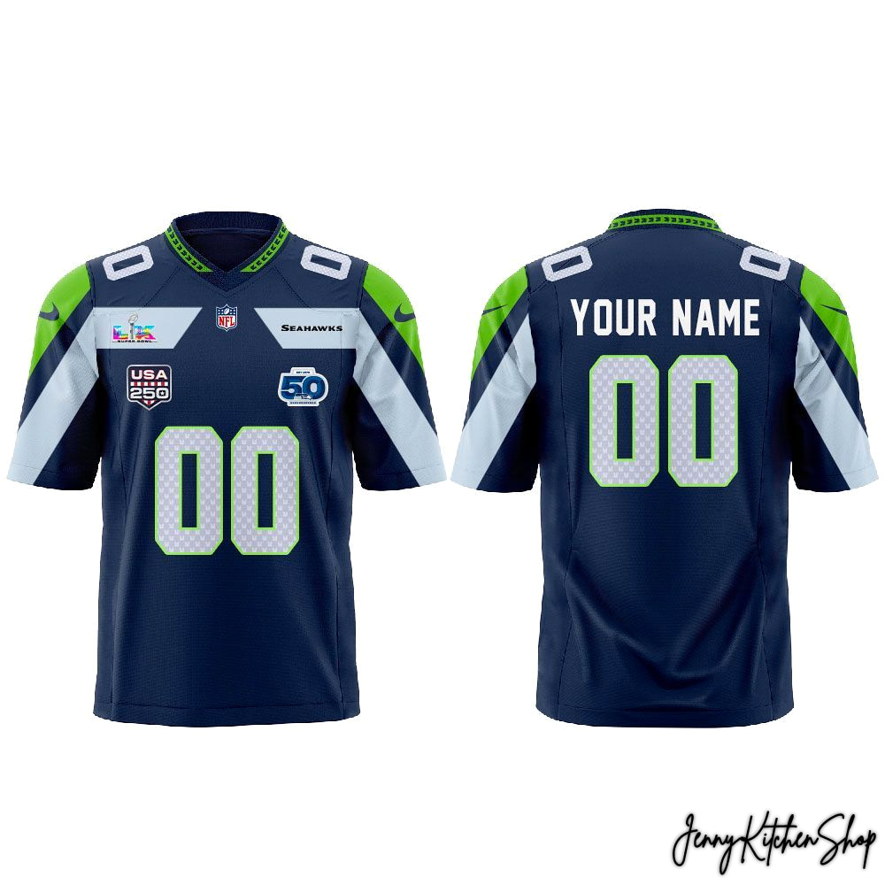 Seattle Seahawks USA 250 Super Bowl LX HFN Football Jersey - Image 4
