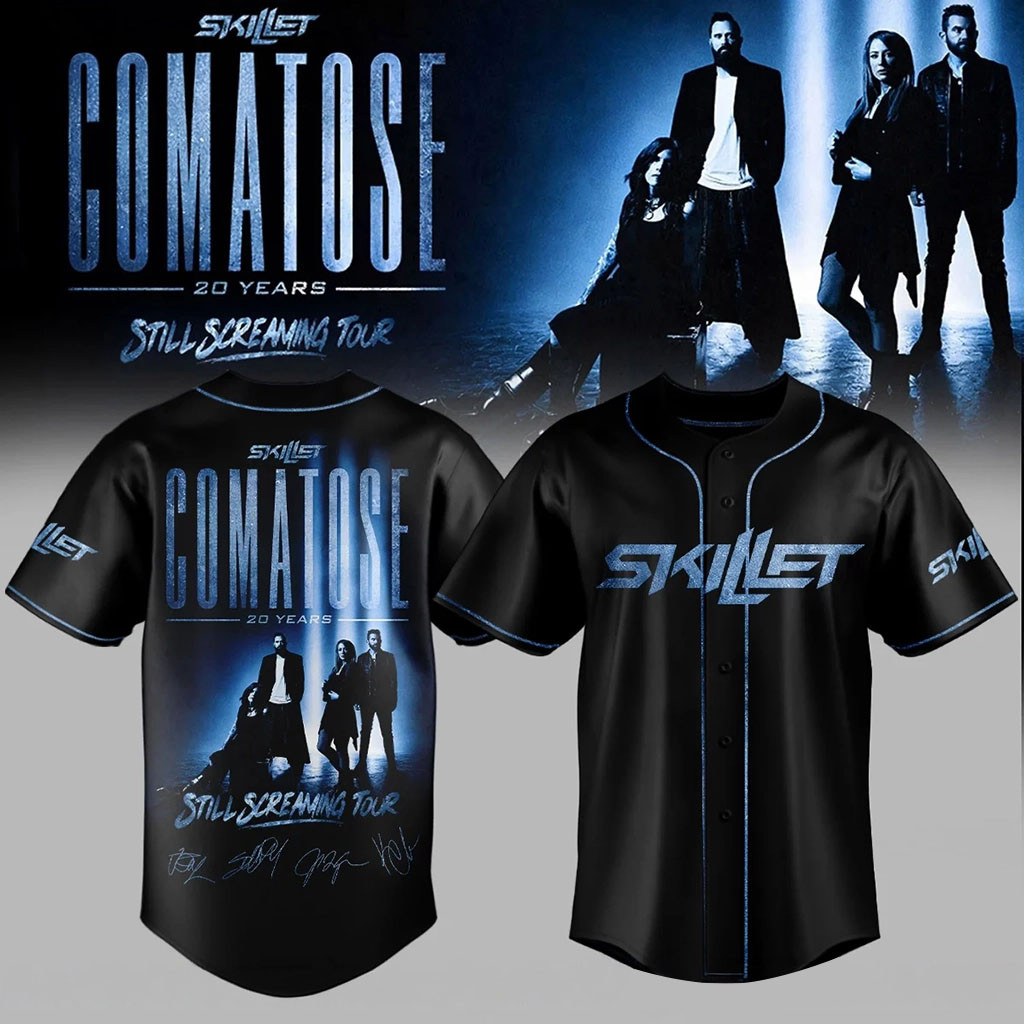 Skillet Comatose 20 Years Still Screaming Tour Baseball Jersey HG Skillet Merch Black Fan Gear – Joyoce