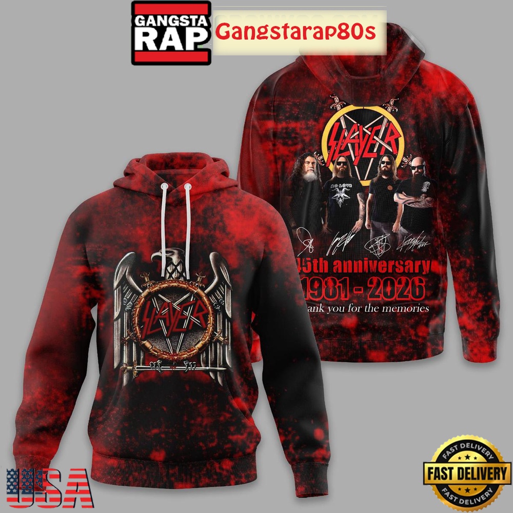Slayer 45th Anniversary 1981 2026 Memories Unisex T-Shirt Hoodie Or Zip-up Hoodie LN