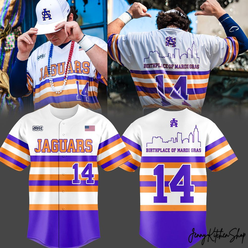 South Alabama Jaguars Birthplace Of Mardi Gras 2026 HFN Baseball Jersey