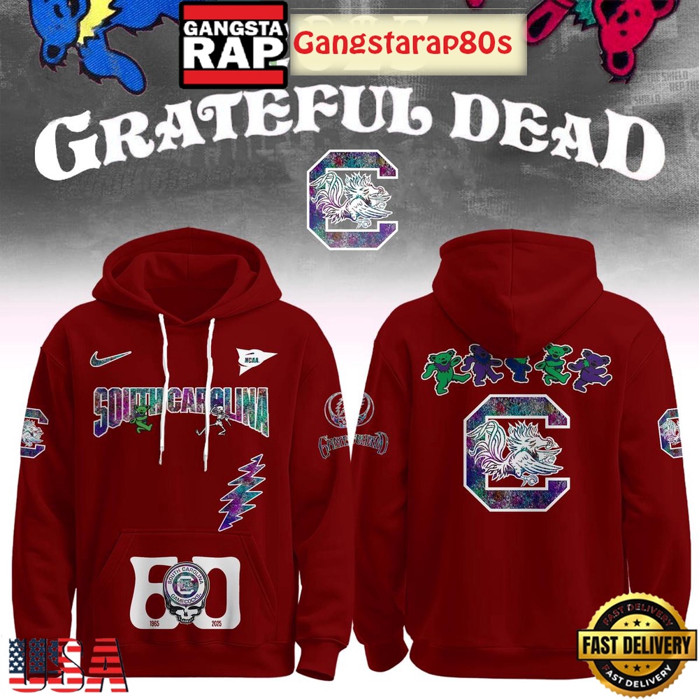 South Carolina Gamecocks Grateful Dead 60 Years 2025 Special Edition All Over Print T-Shirt Hoodie Or Zip-up Hoodie LN