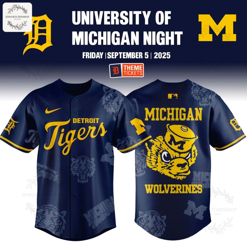 Special Detroit Tigers x Michigan Wolverines Night Game 2025 HFN Baseball Jersey