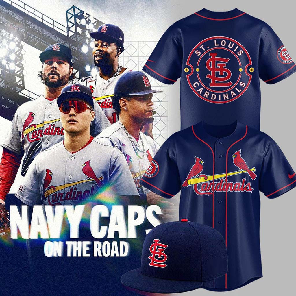 St Louis Cardinals X Navy Caps On The Road Game 2026 Baseball Jersey HG Cardinals Merch Fan Gifts – Joyoce