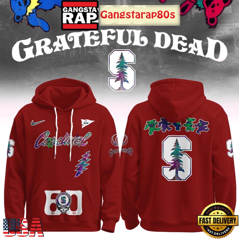 Stanford Cardinal x Grateful Dead 60 Years Unisex T-Shirt Hoodie Or Zip-up Hoodie LN