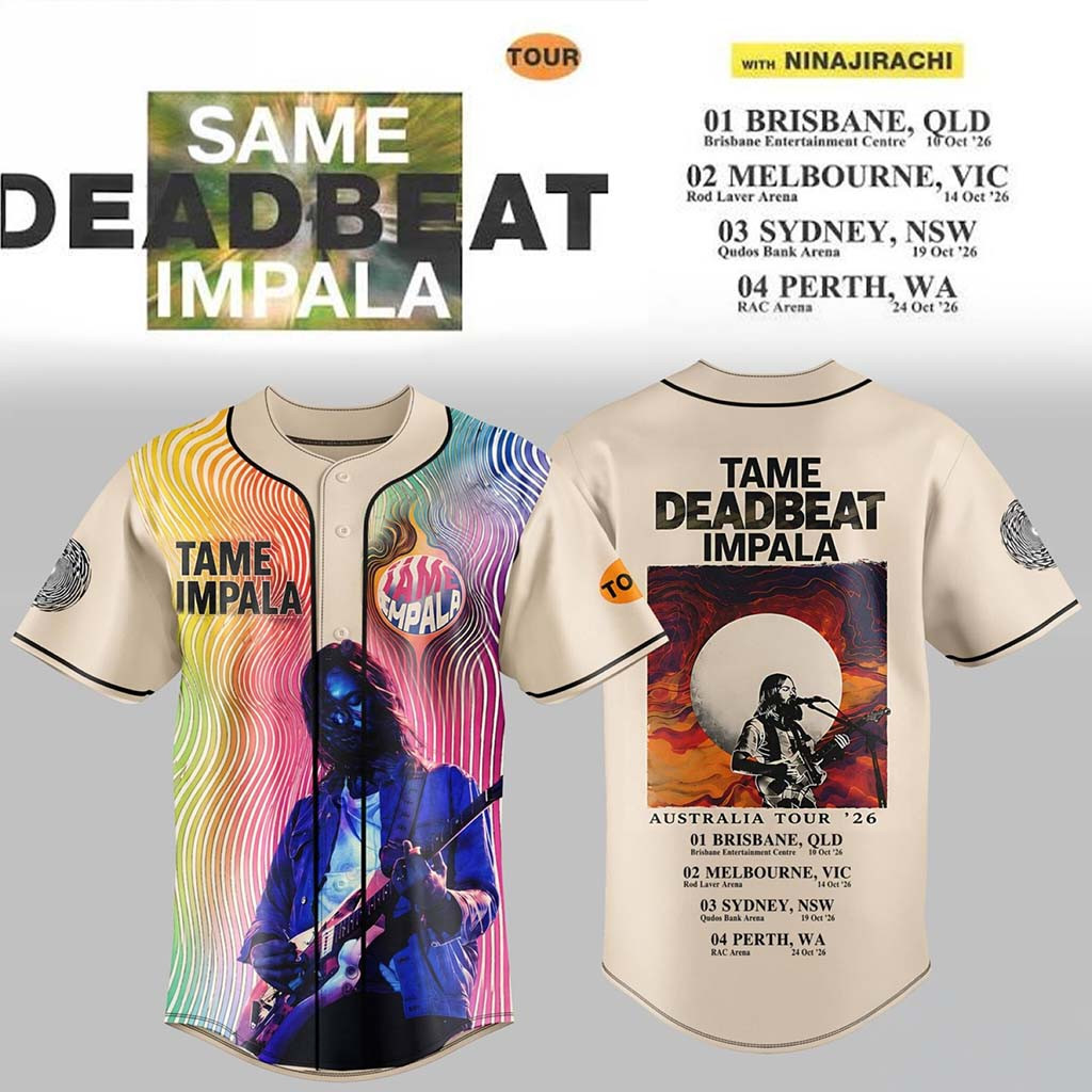 Tame Impala Deadbeat Tour Baseball Jersey HG 2026 Tame Impala Merch Best Gifts For Music Lovers
