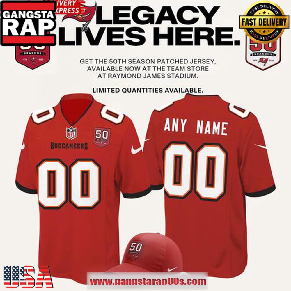 Tampa Bay Buccaneers Celebrate The Legacy of 50 Seasons Red Football Jersey LN