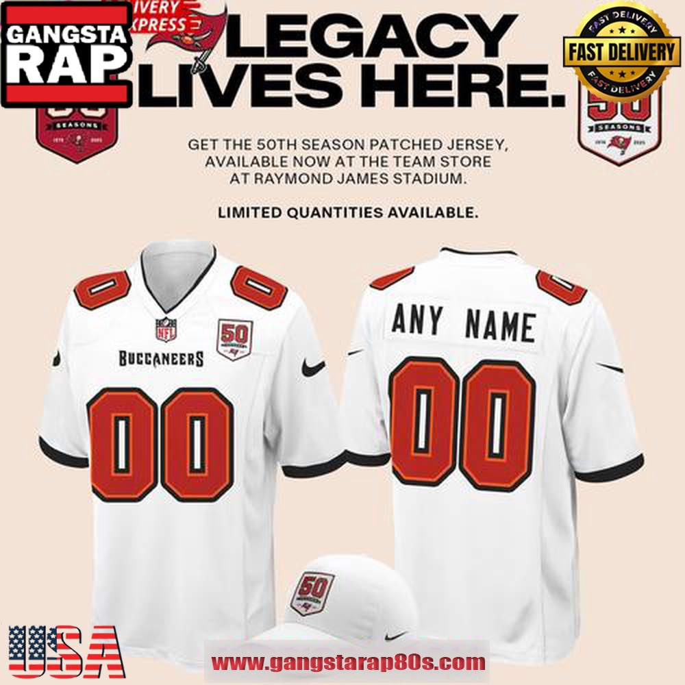 Tampa Bay Buccaneers Celebrate The Legacy of 50 Seasons White Football Jersey LN