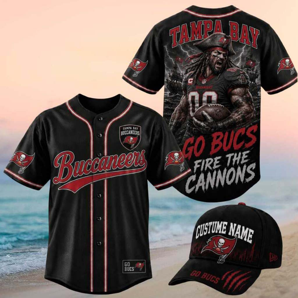Tampa Bay Buccaneers Fierce Pirate Go Bucs Graphic Baseball Jersey HG Buccaneers Merch Him Gifts