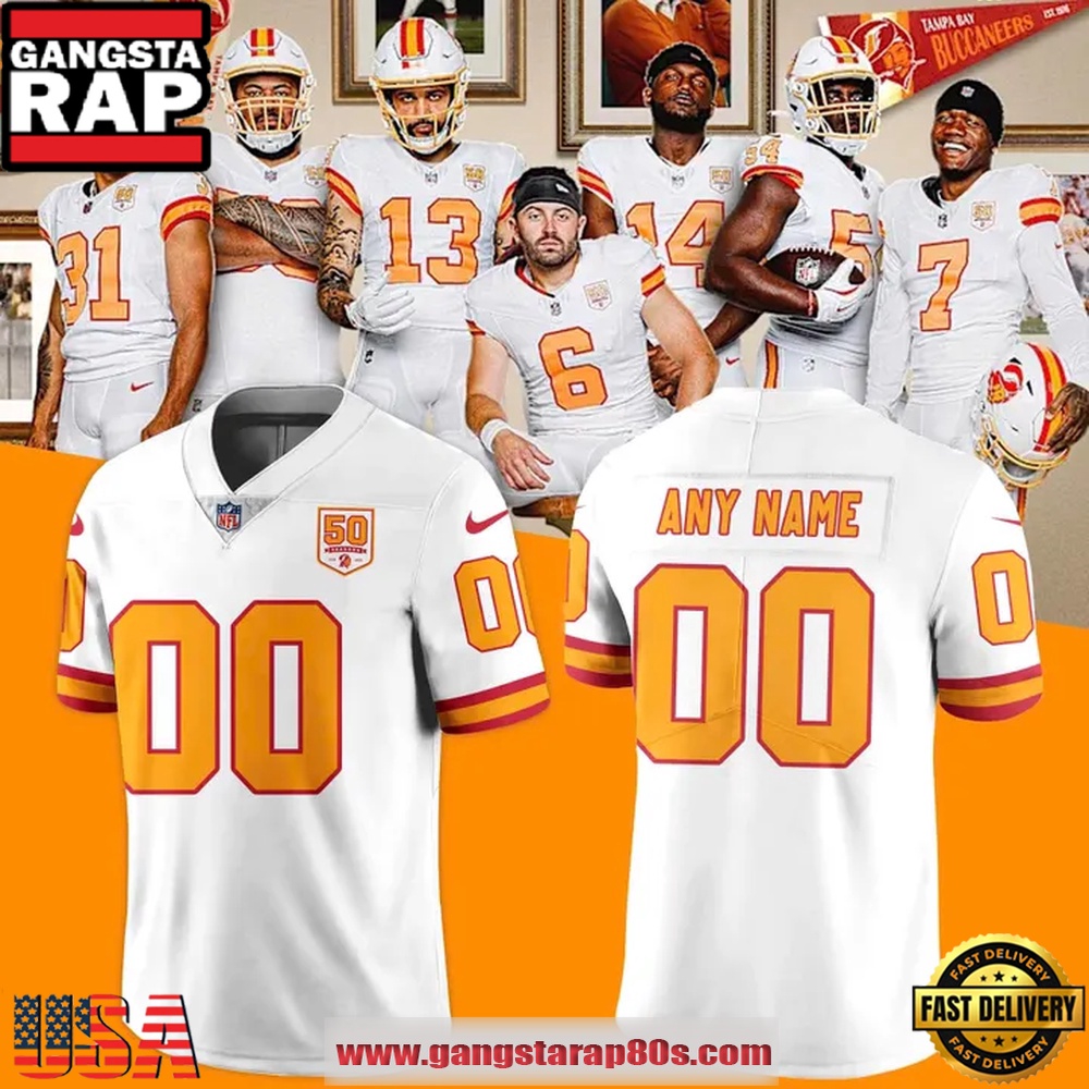Tampa Bay Buccaneers Nike 2025 White Personalized Football Jersey LN