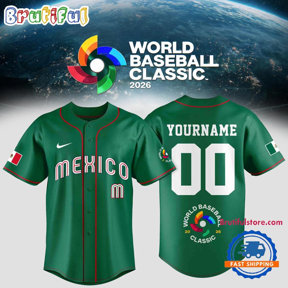 Team Mexico 2026 World Baseball Classic Pesonalized Green HFN Baseball Jersey Shirt
