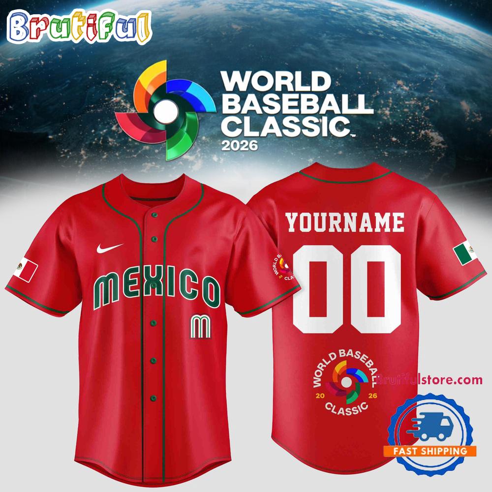 Team Mexico 2026 World Baseball Classic Pesonalized Red HFN Baseball Jersey Shirt