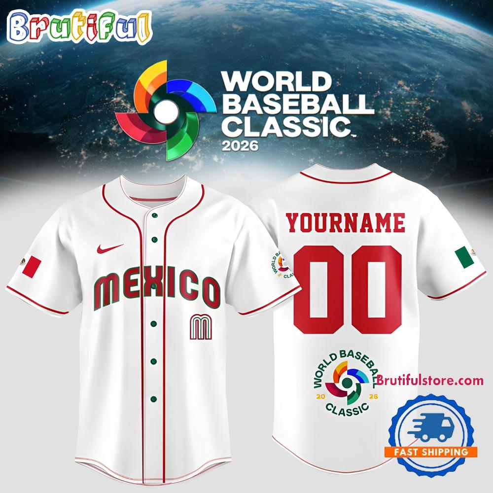 Team Mexico 2026 World Baseball Classic Pesonalized White HFN Baseball Jersey Shirt