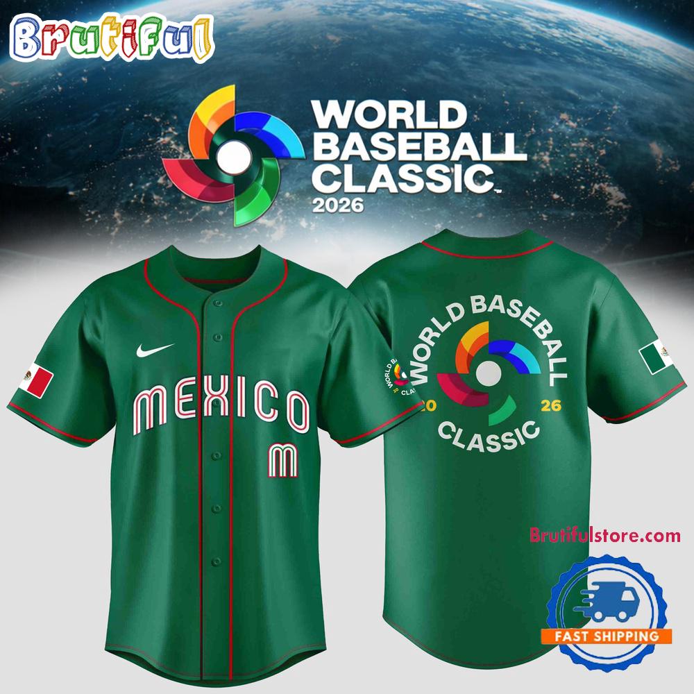Team Mexico 2026 World Baseball Classic Special Edition Green HFN Baseball Jersey Shirt