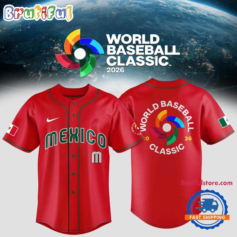 Team Mexico 2026 World Baseball Classic Special Edition Red HFN Baseball Jersey Shirt