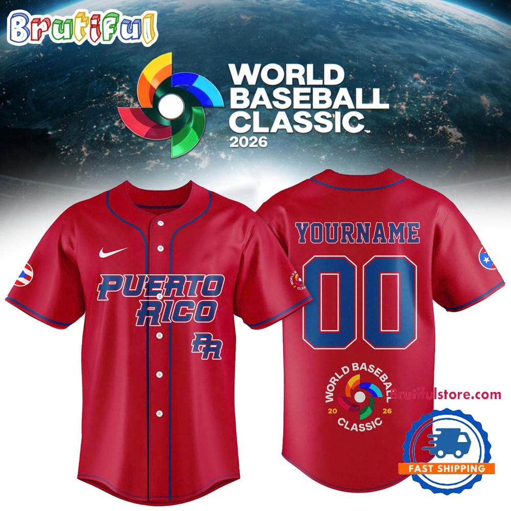 Team Puerto Rico 2026 World Baseball Classic Baseball Red HFN Baseball Jersey Shirt