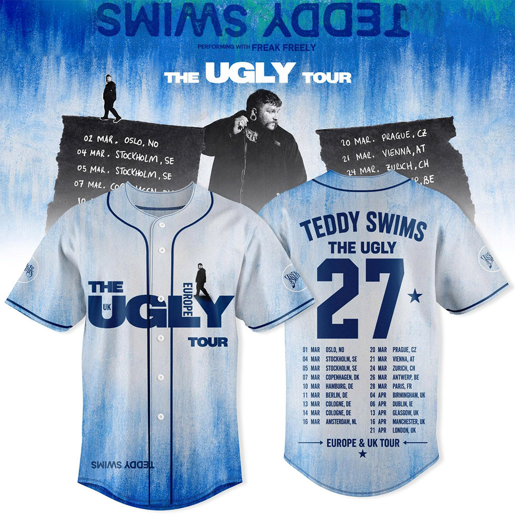 Teddy Swims Merch The Ugly Europe And UK Tour 2027 Baseball Jersey HG Best Gift For Music Lovers