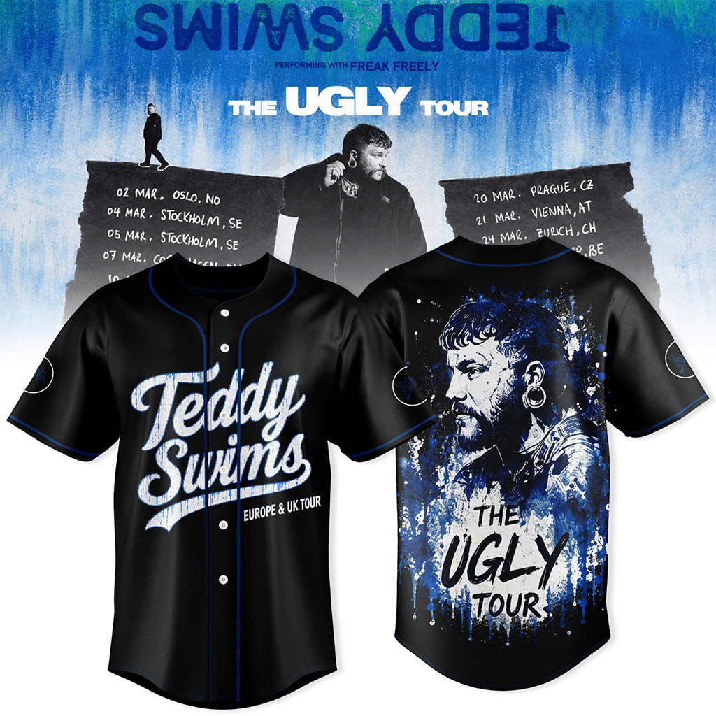 Teddy Swims Merch The Ugly Europe And UK Tour 2027 Baseball Jersey HG Gift For Music Lovers