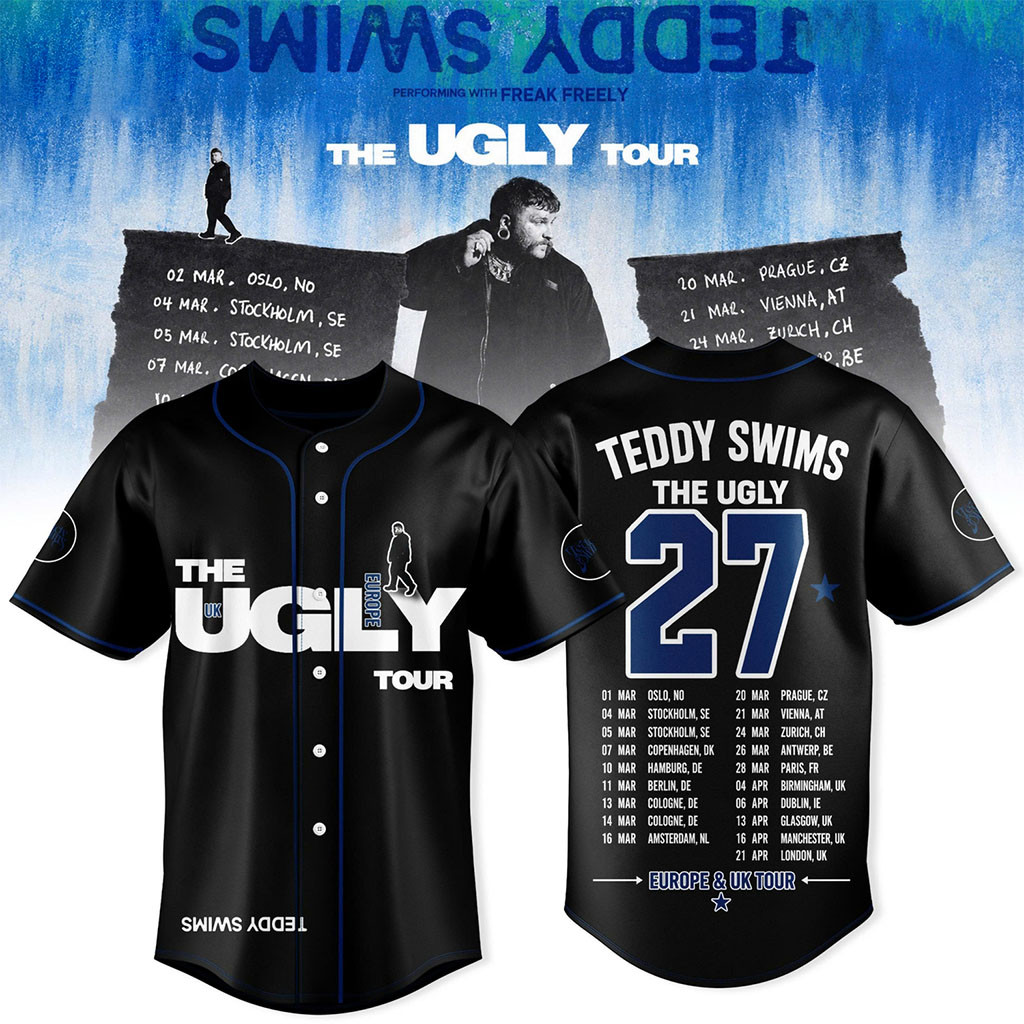 Teddy Swims The Ugly Europe And UK Tour 2027 Baseball Jersey HG Teddy Swims Merch Fan Gifts