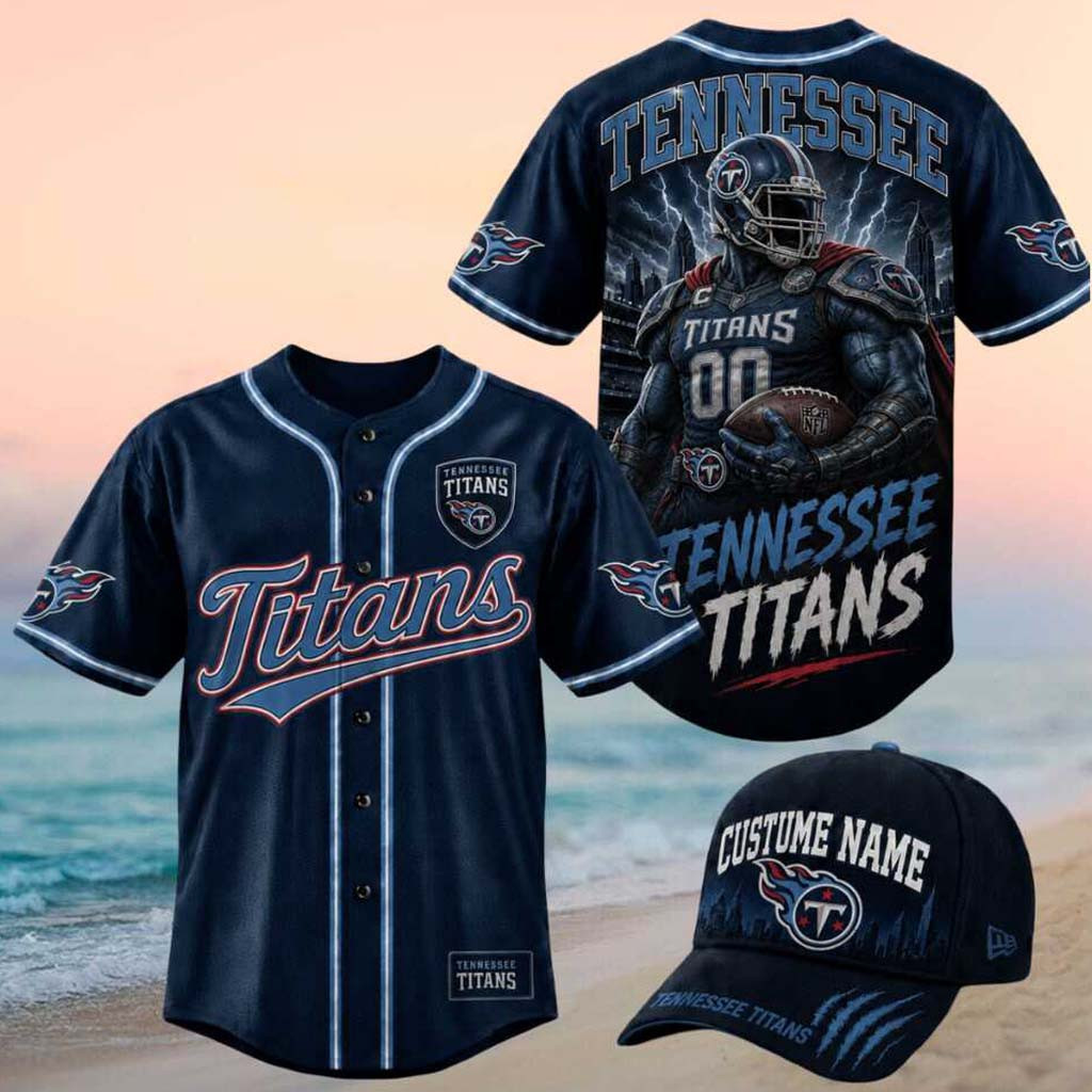 Tennessee Titans Armored Mascot Lightning Graphic Baseball Jersey HG Titans Merch Brother Gifts