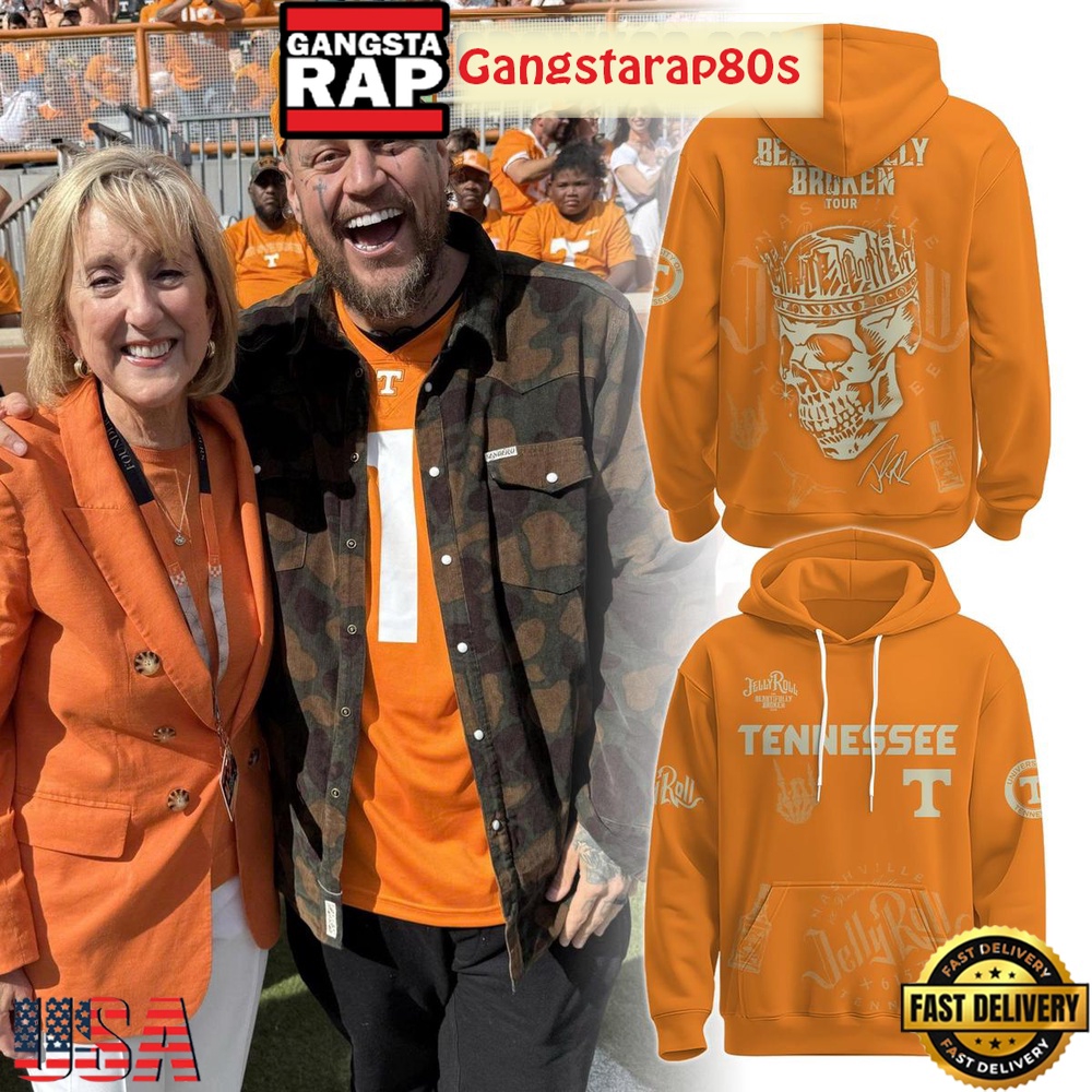 Tennessee Volunteers x Jelly Roll Beautifully Broken Tour 2025 Special Edition All Over Print T-Shirt Hoodie Or Zip-up Hoodie LN