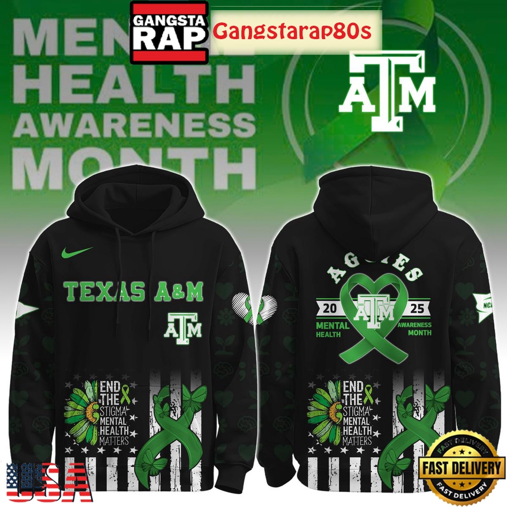 Texas A&M Aggies Mental Health Awareness Special Edition All Over Print T-Shirt Hoodie Or Zip-up Hoodie LN