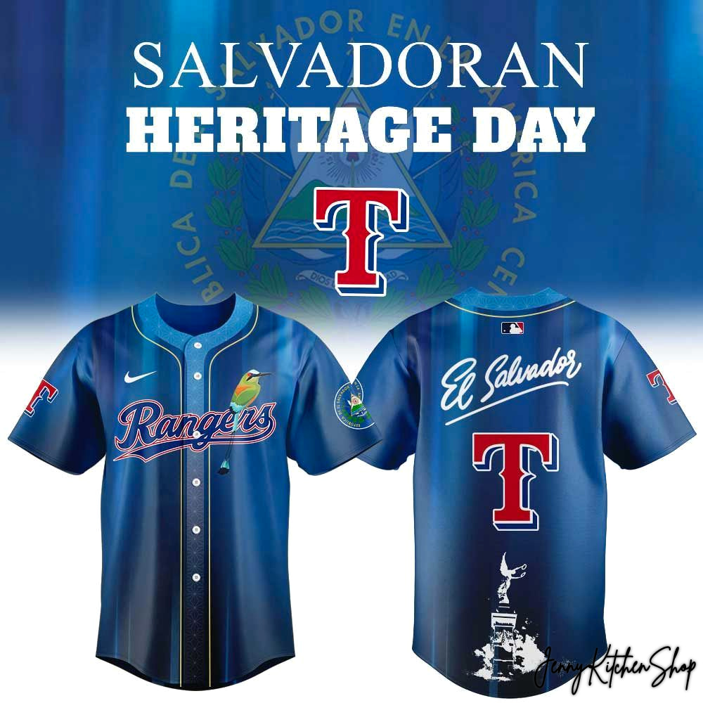 Texas Rangers Salvadoran Heritage Day 2026 HFN Baseball Jersey