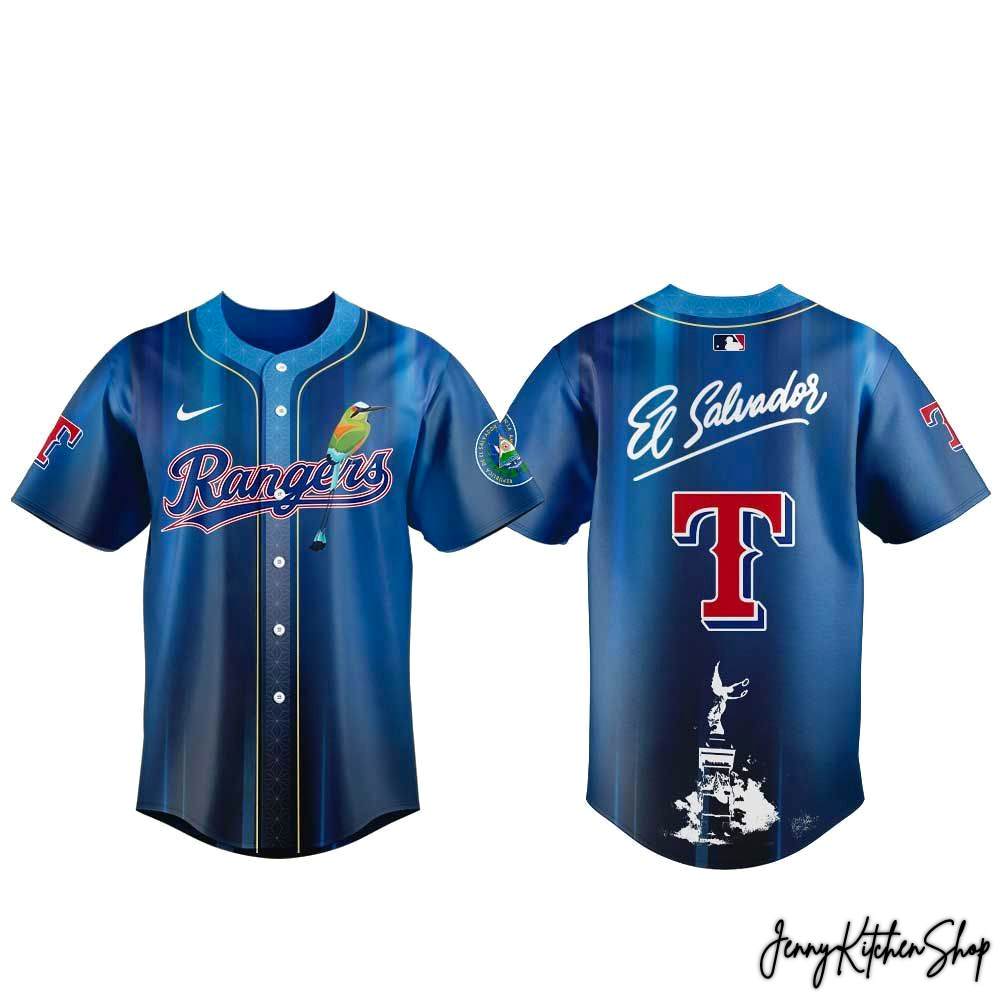 Texas Rangers Salvadoran Heritage Day 2026 HFN Baseball Jersey - Image 2