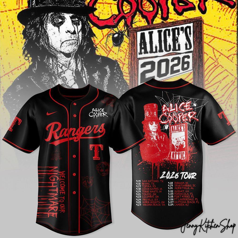 Texas Rangers x Alice Cooper Tour 2026 Limited HFN Baseball Jersey - Image 2