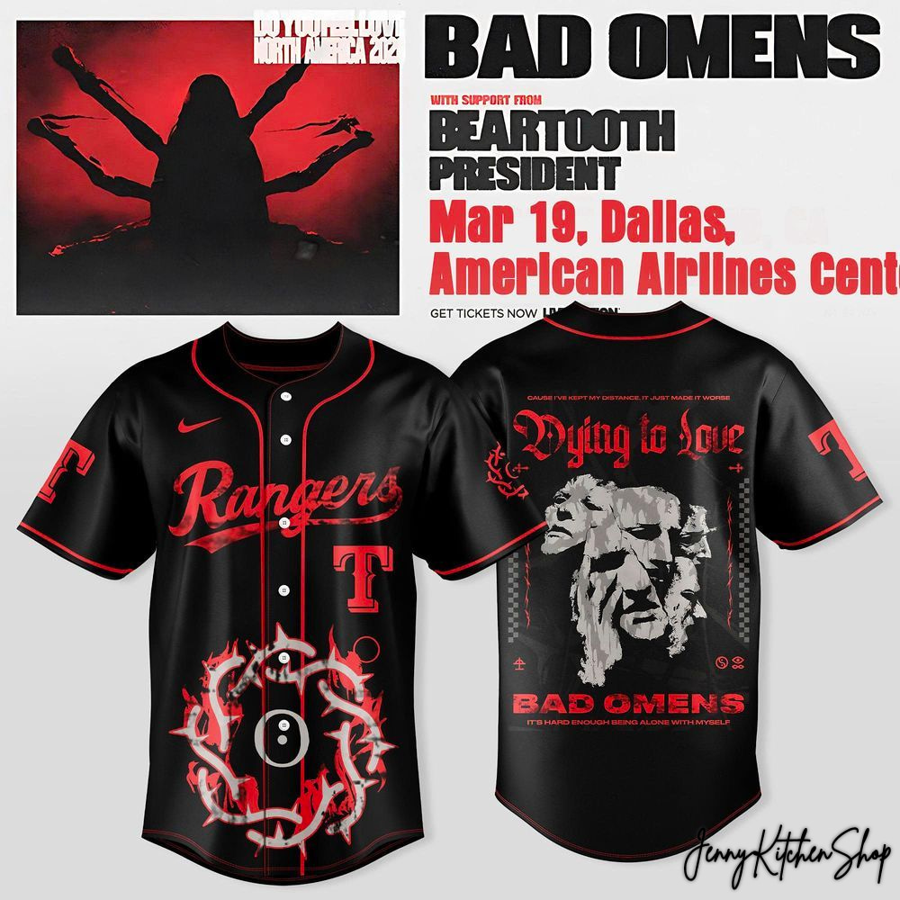 Texas Rangers x Bad Omens 2026 Do You Feel Love North Tour HFN Baseball Jersey
