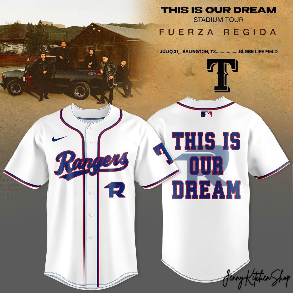 Texas Rangers x Fuerza Regida This Is Our Dream Tour 2026 White HFN Baseball Jersey