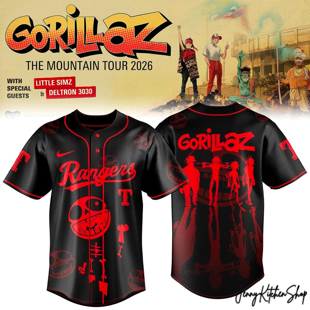 Texas Rangers x Gorillaz 2026 The Mountain Tour HFN Baseball Jersey