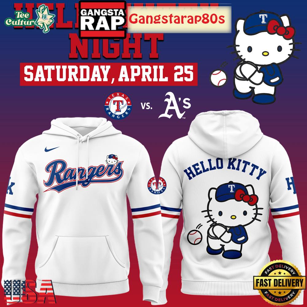 Texas Rangers x Hello Kitty Night Unisex T-Shirt Hoodie Or Zip-up Hoodie LN Shirt
