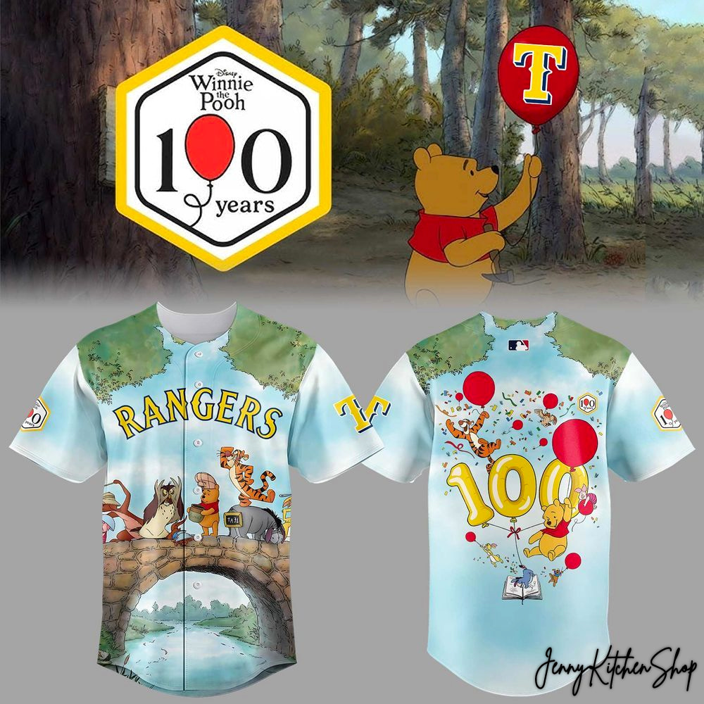 Texas Rangers x Winnie The Pooh 100 Years 2026 Limited HFN Baseball Jersey