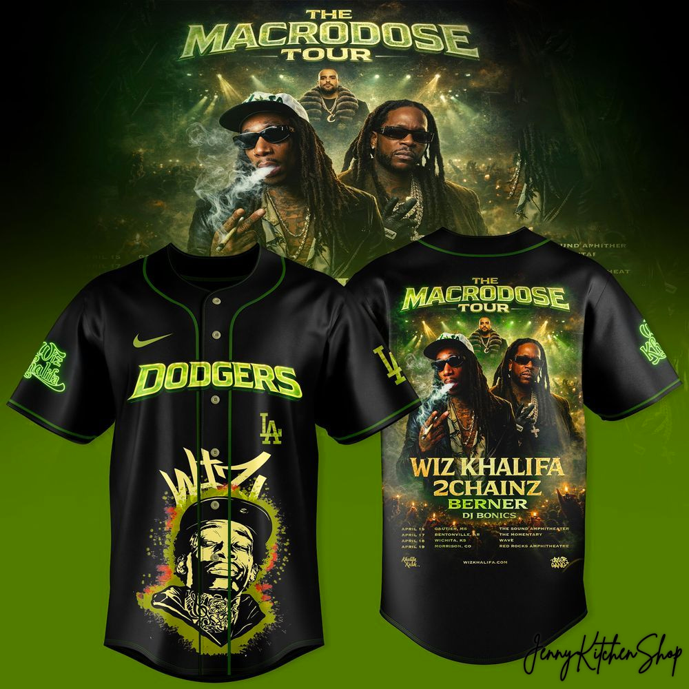 The Macrodose Tour 2026 Los Angeles Dodgers x Wiz Khalifa HFN Baseball Jersey