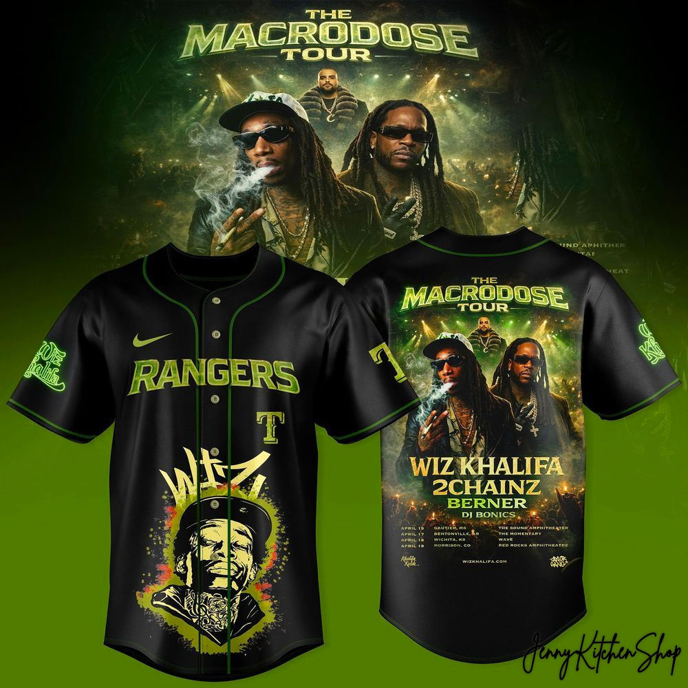 The Macrodose Tour 2026 Texas Rangers x Wiz Khalifa HFN Baseball Jersey