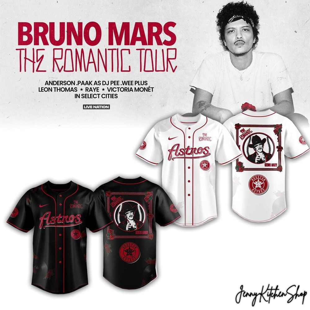 The Romantic Tour 2026 Houston Astros x Bruno Mars HFN Baseball Jersey
