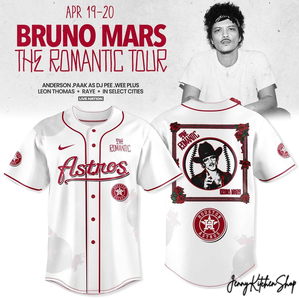 The Romantic Tour 2026 Houston Astros x Bruno Mars HFN Baseball Jersey - Image 3