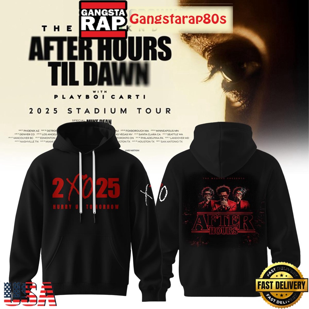The Weeknd x Stranger Things After Hours Til Dawn Tour T-Shirt Hoodie Or Zip-up Hoodie LN
