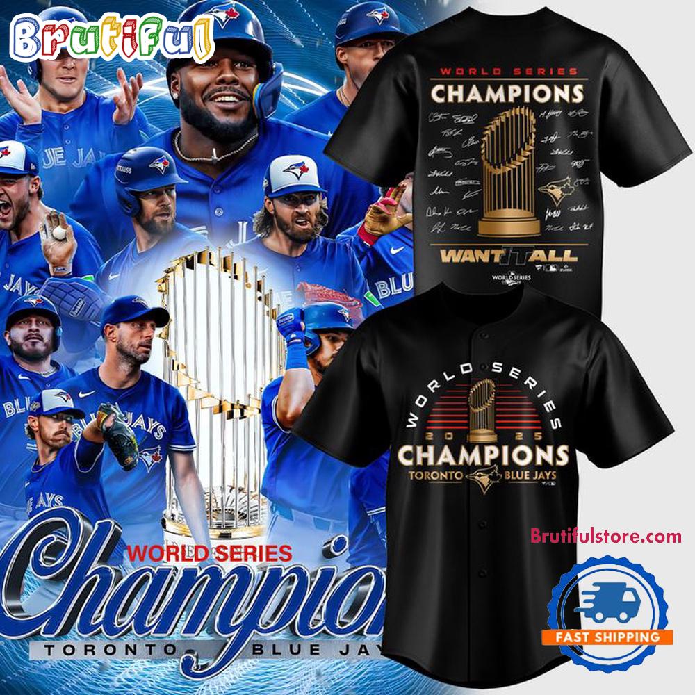 Toronto Blue Jays World Series Champions 2025 New Design Black HFN Baseball Jersey