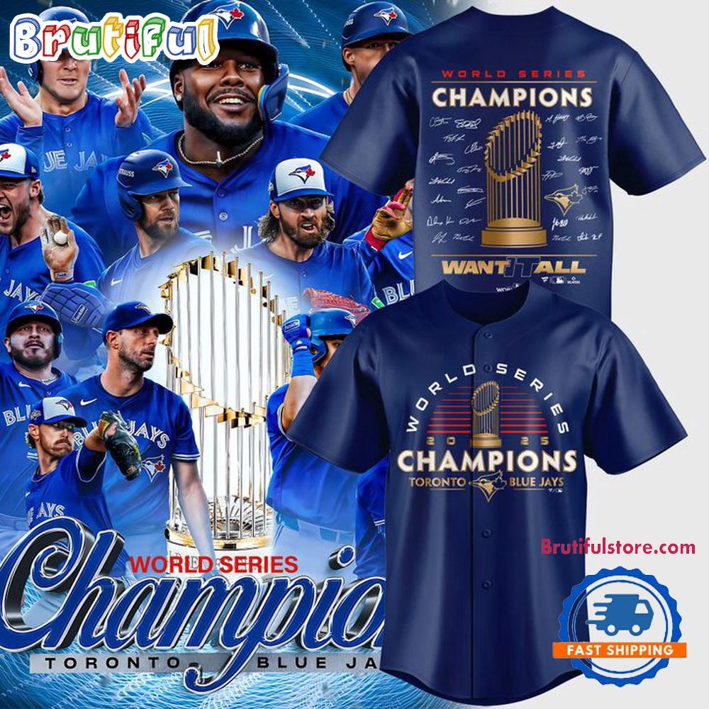 Toronto Blue Jays World Series Champions 2025 New Design Blue HFN Baseball Jersey