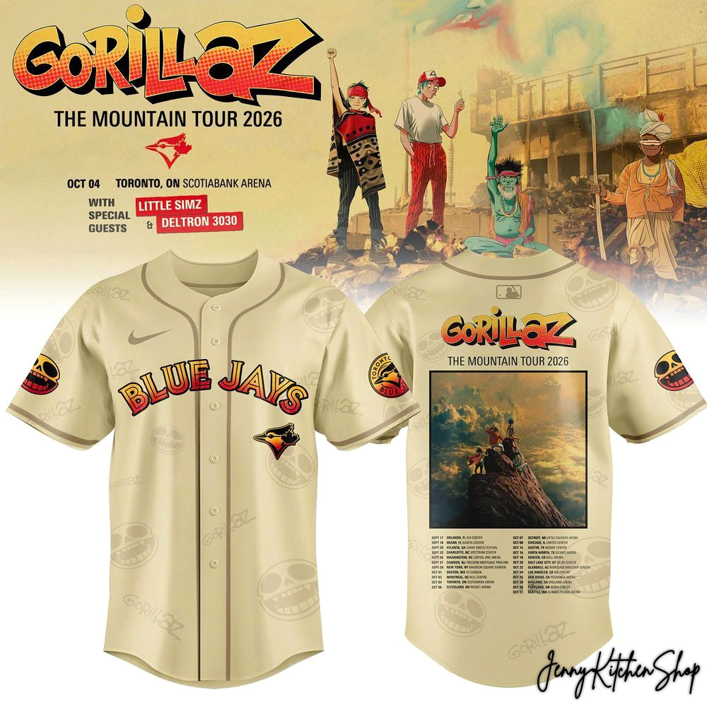 Toronto Blue Jays x Gorillaz The Mountain Tour 2026 HFN Baseball Jersey