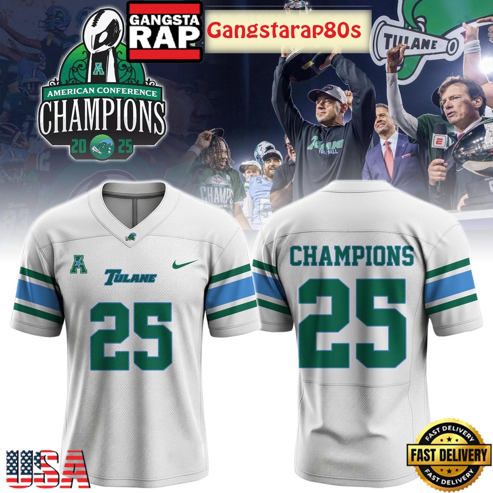 Tulane Green Wave Champions 2025 Personalized Football Jersey LN