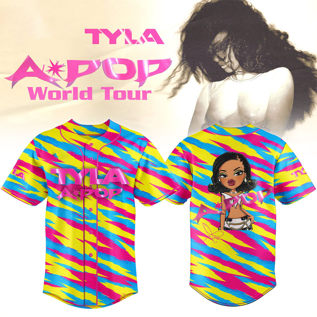 Tyla Apop World Tour 2026 Baseball Jersey HG Tyla Merch Concert Clothing Gift For Music Lovers