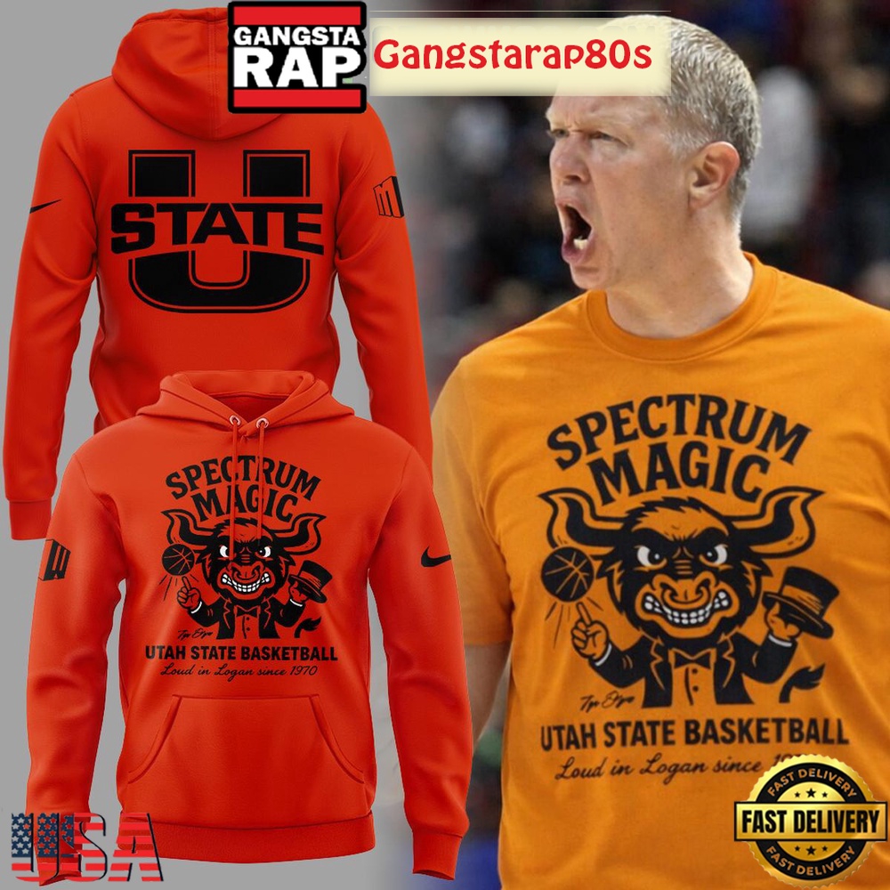 Utah State Basketball Spectrum Magic Orange Special Edition T-Shirt Hoodie Or Zip-up Hoodie LN